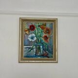 Swedish Oil on Panel – “Flower Still Life” by A. Åslund – Dated 1954
