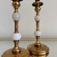 60s gold alabaster metal candlesticks