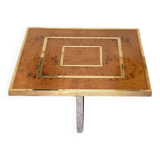 Coffee table in elm burl and brass vintage 1970s