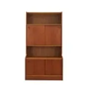 Danish teak veneered bookcase with sliding doors, 1970s
