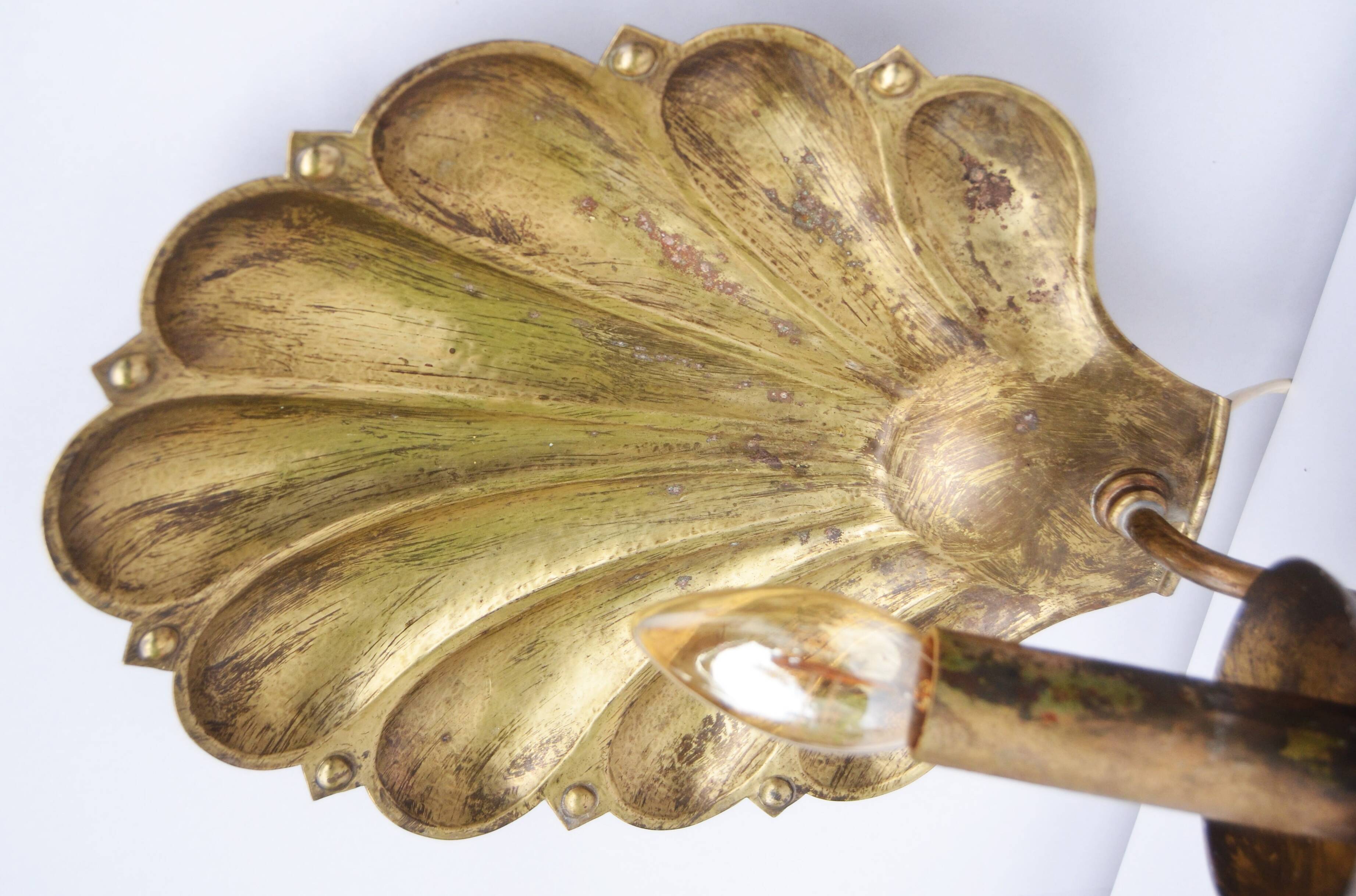 Appliques murales suédoises conçues par a.W. Borgh, coquillages de Jonkoping, Scandinavie