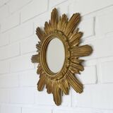 Miroir mural vintage doré Sunburst fabriqué en Italie dans les années 1960 Hollywood Regency