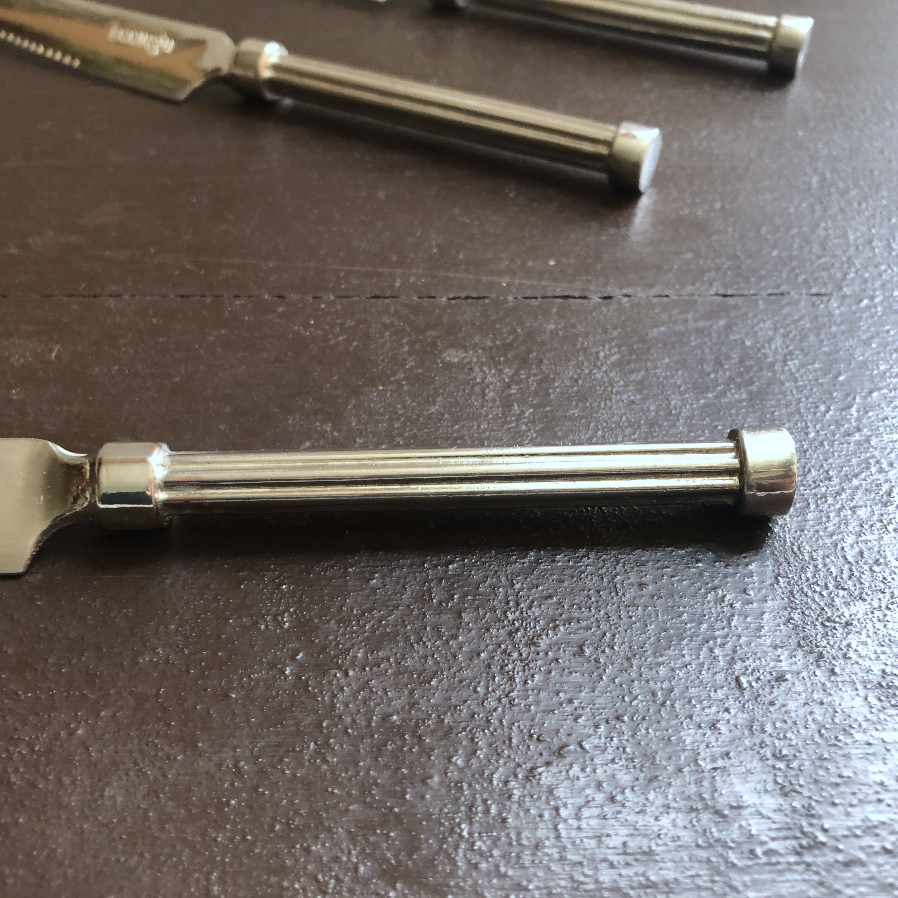 Lot de 3 petits couteaux à fromage métal argenté