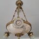 Art Deco alabaster and bronze chandelier, 7-light fixture
