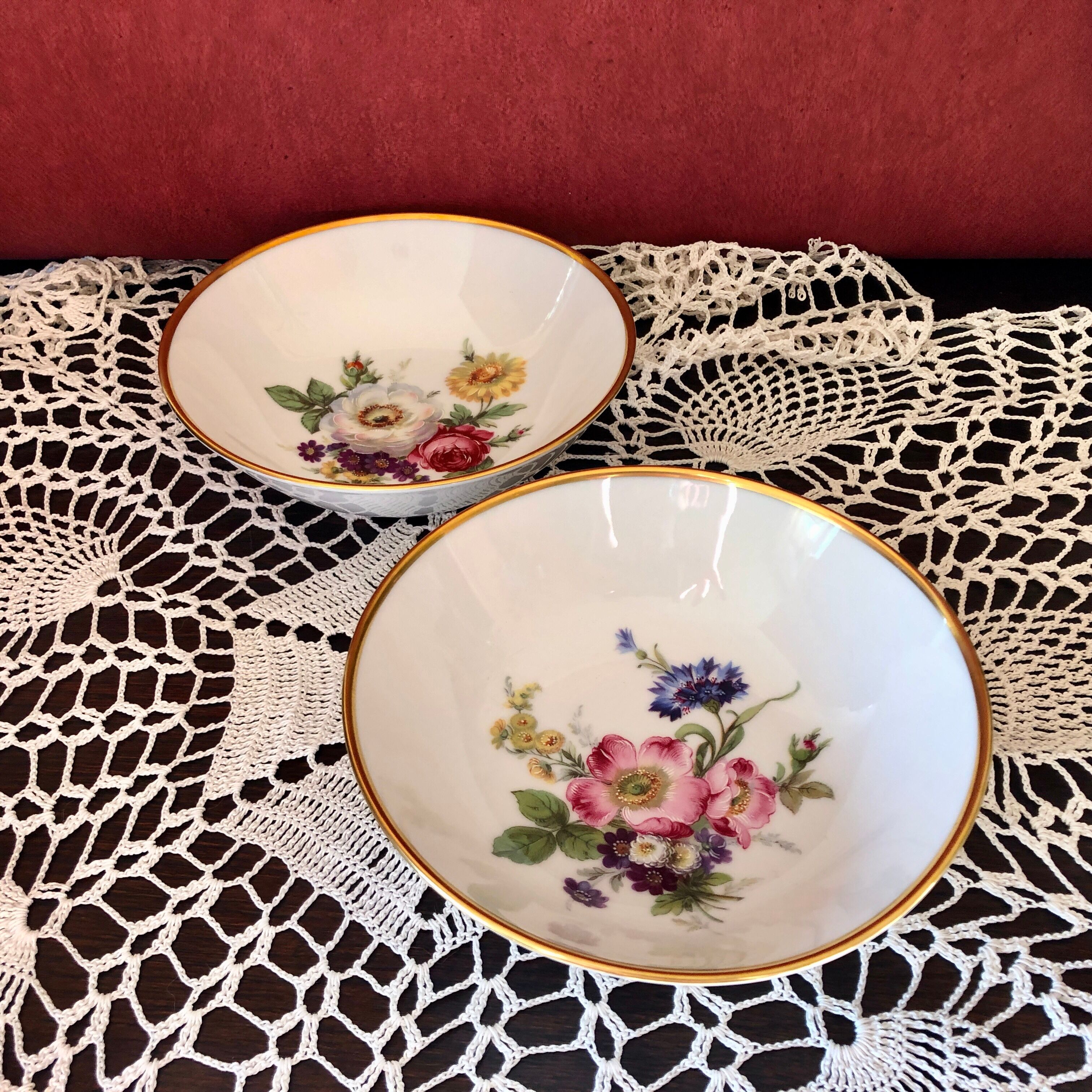 Set of 2 porcelain cups floral decoration KAISER