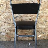 Old chair metal chrome & skaï brown 70s vintage