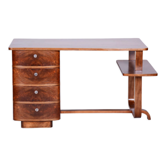 Art deco walnut writing desk designed by Jindrich Halabala, Czechia, 1920s