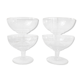 Set of 4 wide glasses of champagne in crystalline 60s