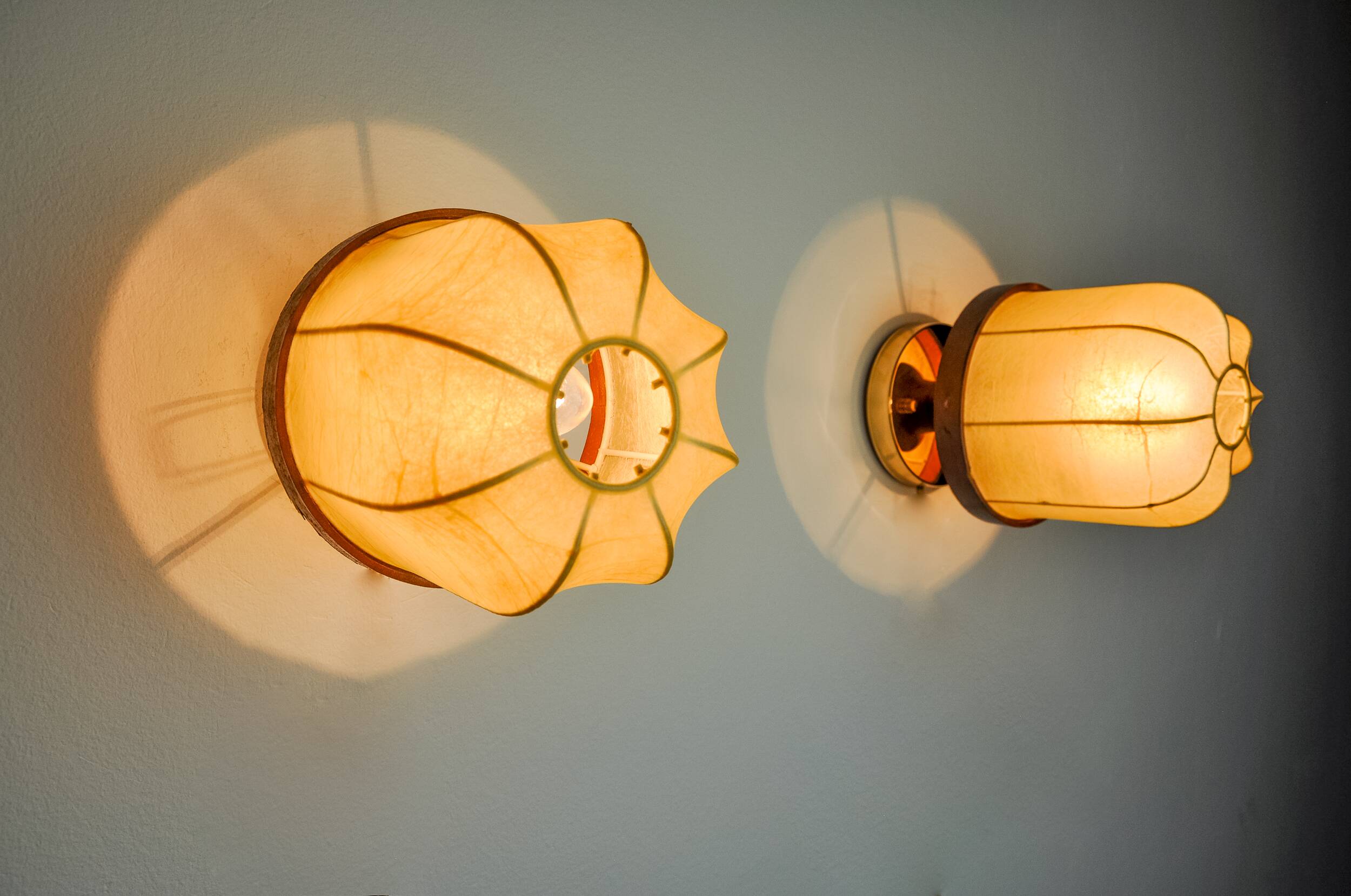 Pair of “cocoon” wall lights, Italy, 1970
