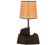 Wood and brass sculpture lamp with shade, 1950s.