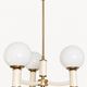 French vintage chandelier delmas montauban – 3 globes, ivory and gold