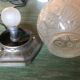 Charles Ranc art deco lamp, bedside lamp, nickel-plated bronze and glass globe