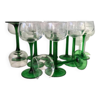 Set of 12 Alsace crystal wine glasses