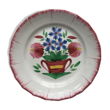 Assiette faience ancienne décor panier