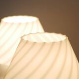 Pair of vintage mushroom table lamps - 1960s - swirled Murano glass - Italian design