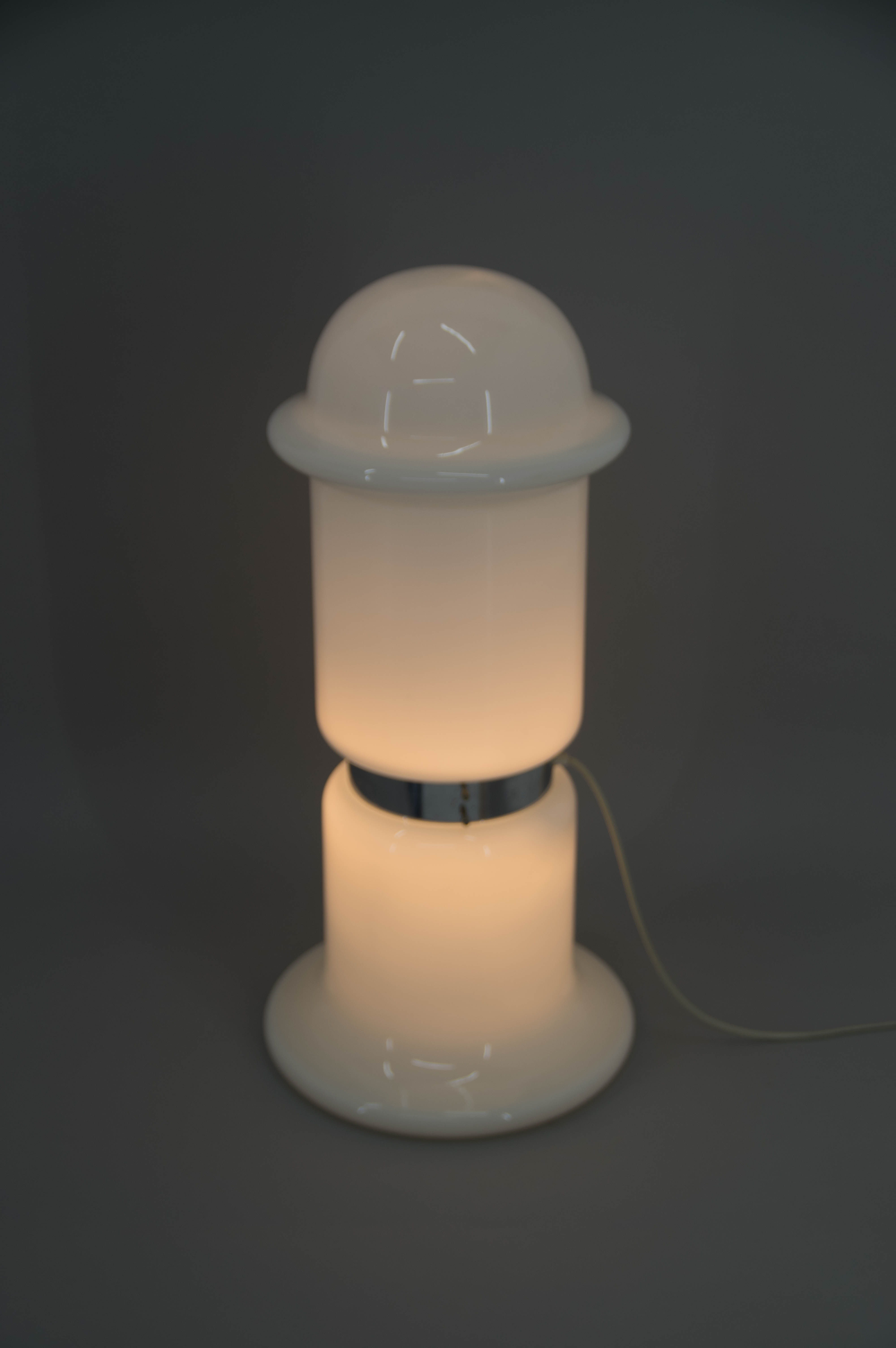 White glass floor lamp, czechoslovakia, 1970s