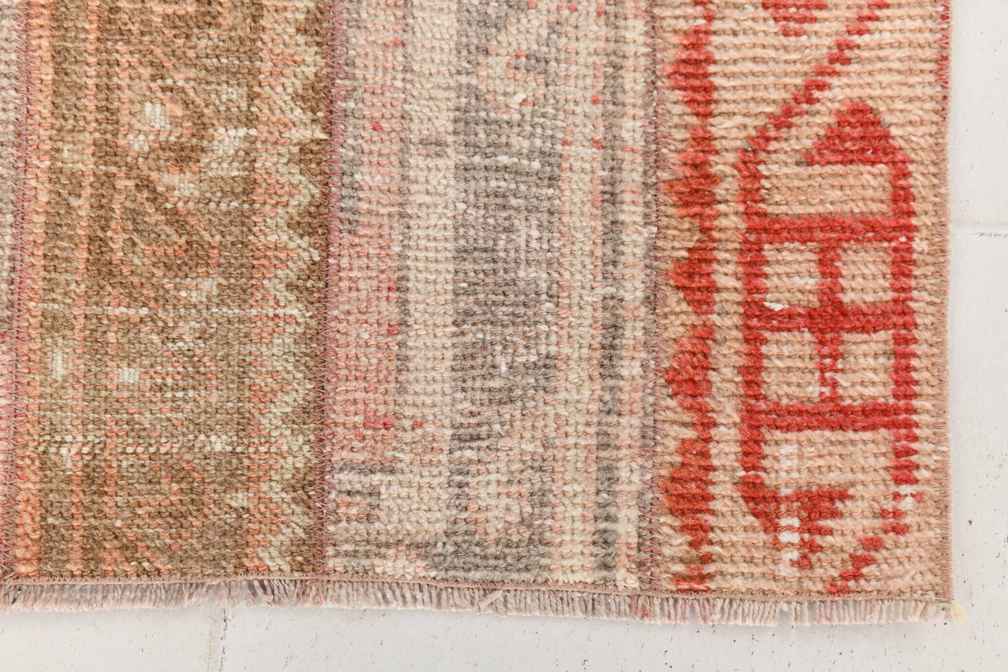 Tapis pour couloir rouge et beige, tapis vintage coureur, 70x289 cm
