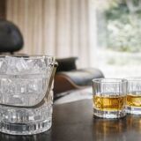 Vintage glass ice bucket with metal handle – 1960s bar style