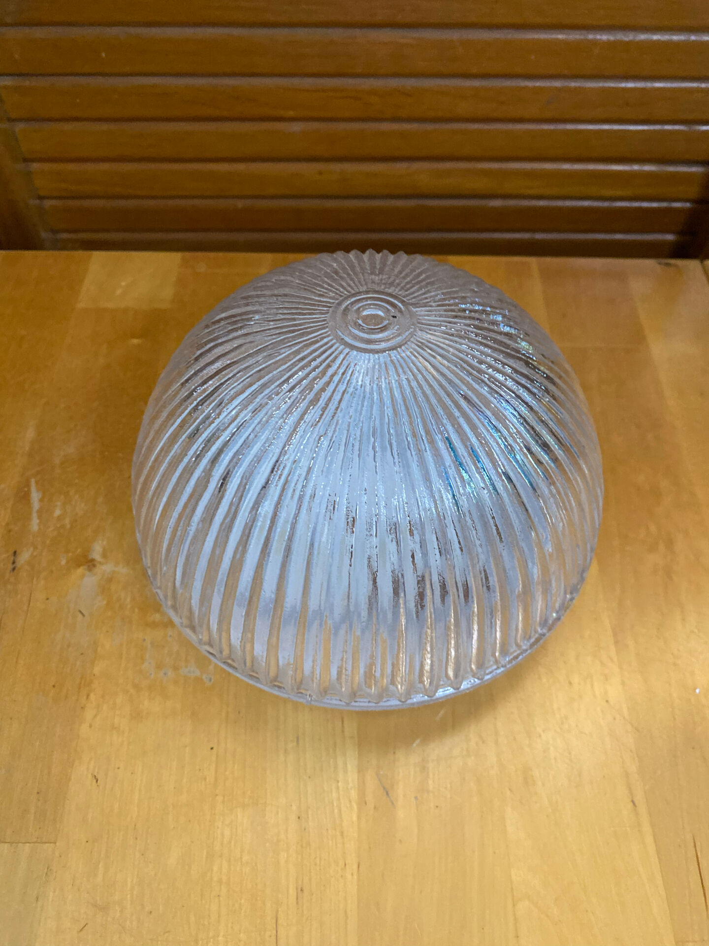 Vintage White Metal Support + Moulded Glass Ceiling Light Fixture