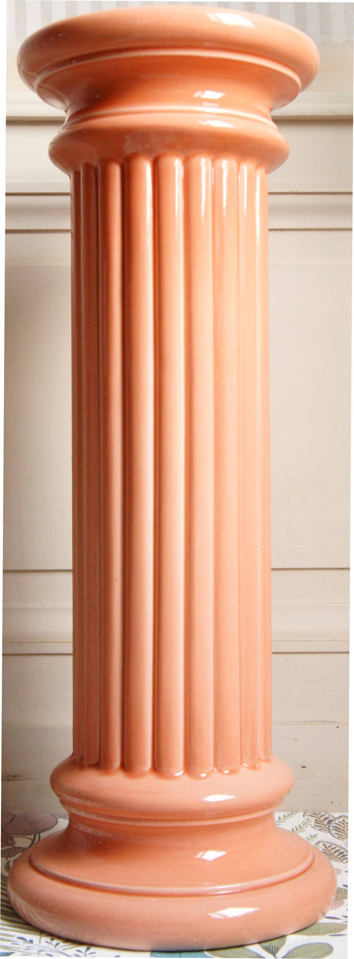 Coral glazed ceramic column