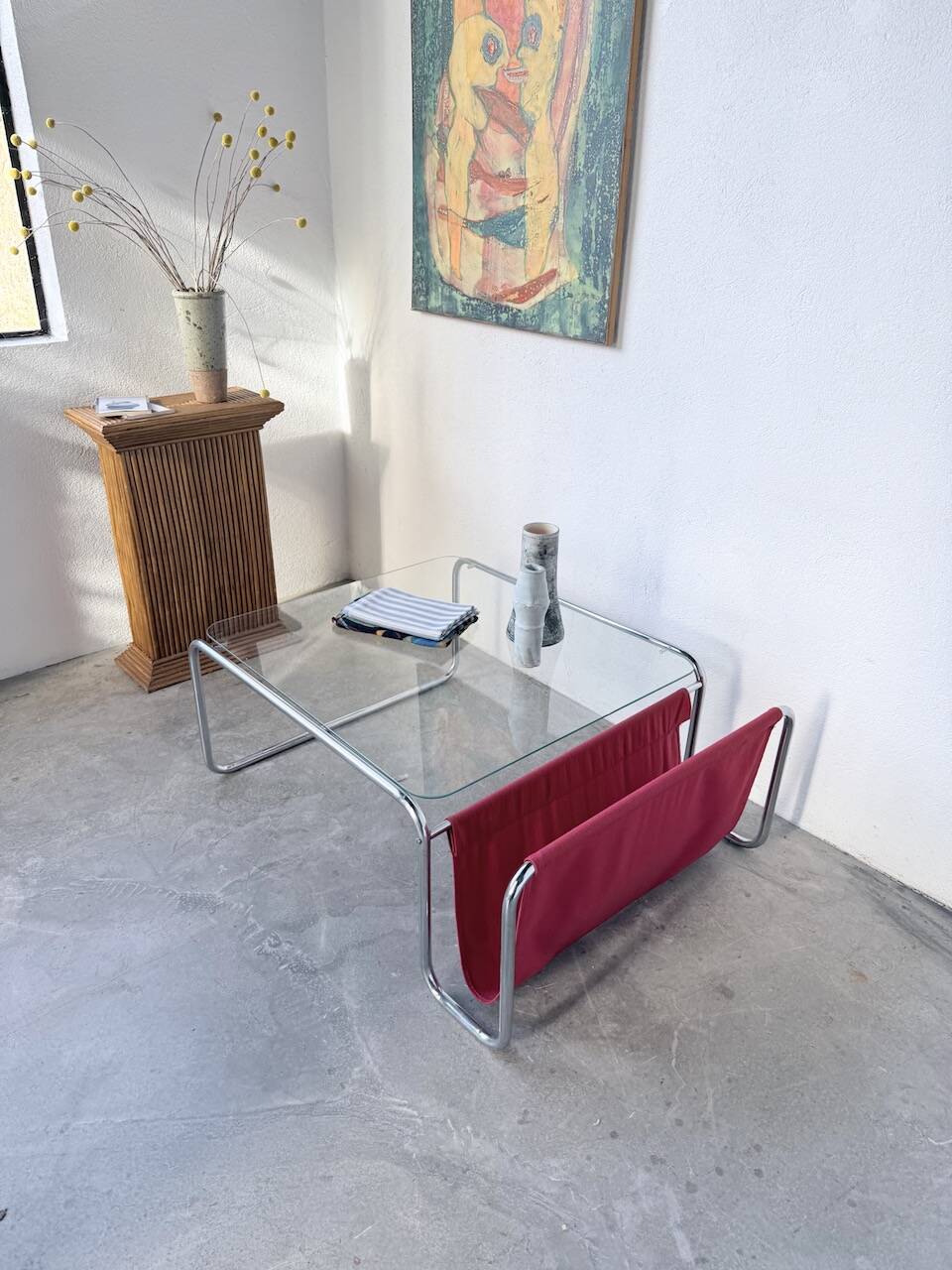 Table basse moderniste Bauhaus en acier tubulaire