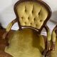 Cabriolets or Bergère armchairs Louis XV style in light green upholstered velvet