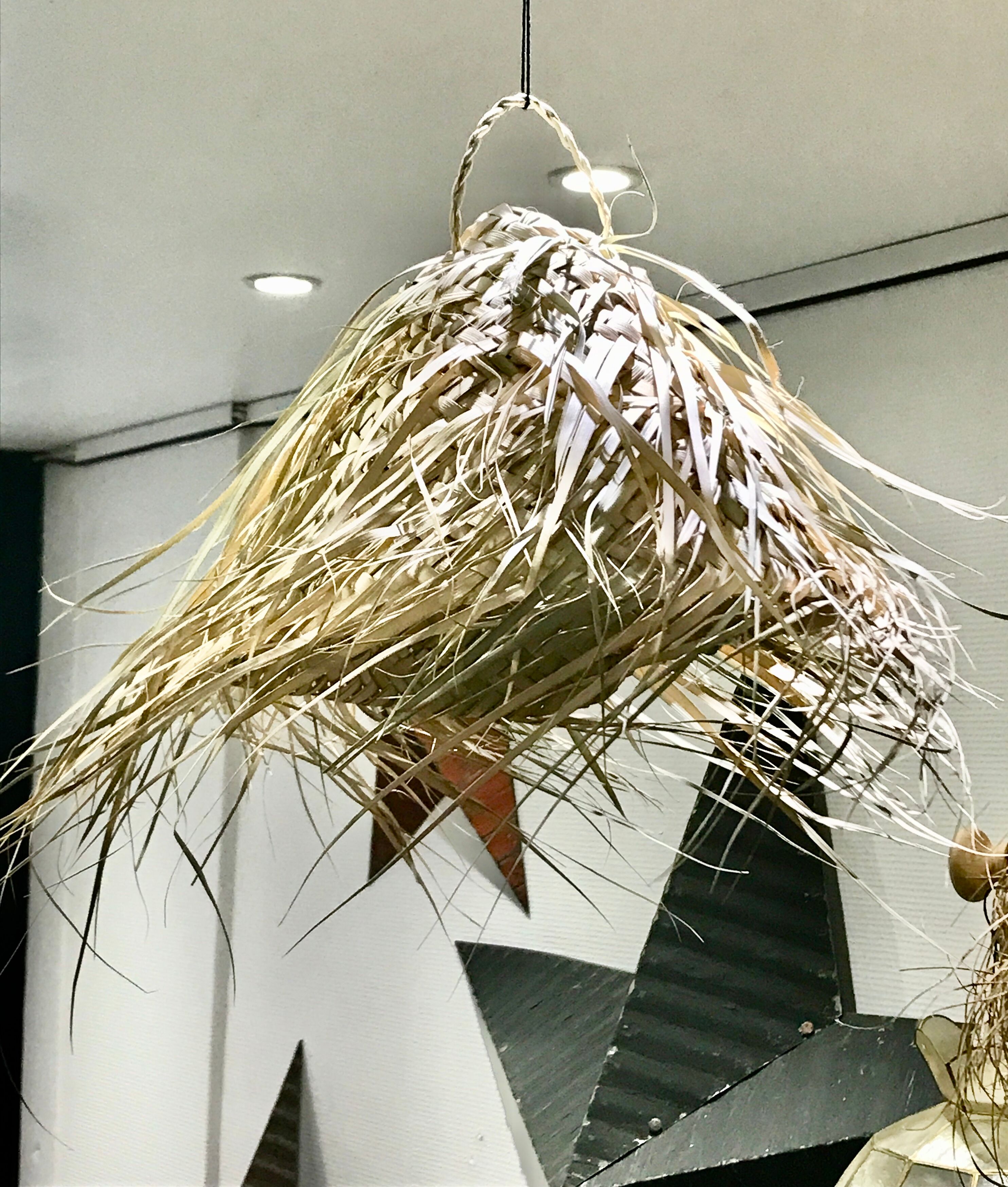 Wicker and raffia suspension