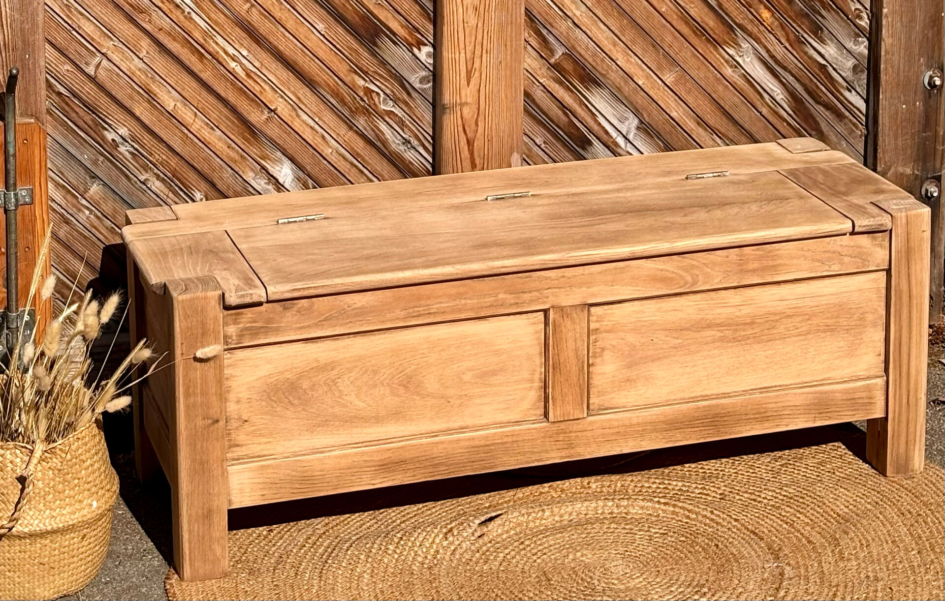 Antique solid oak chest bank