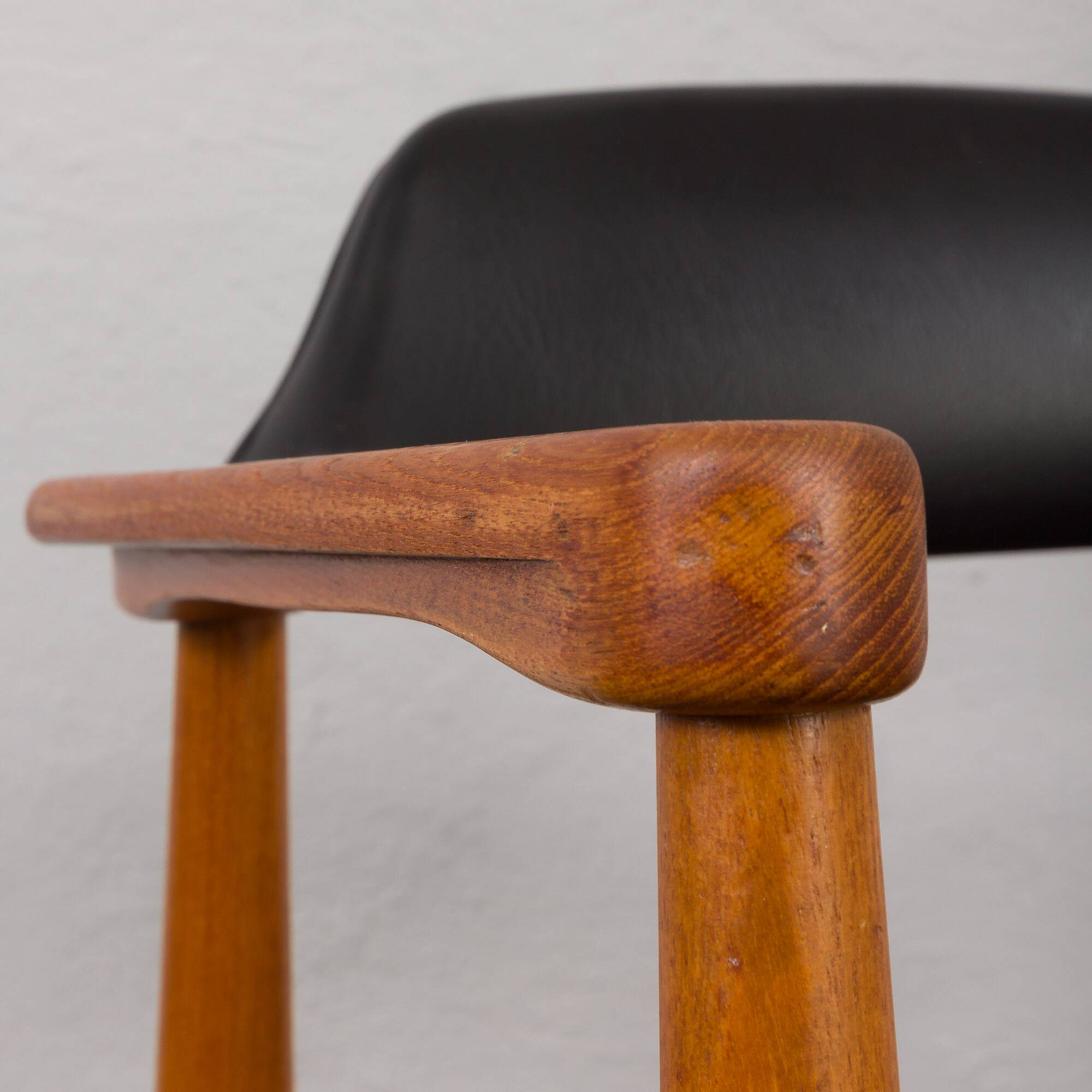 Solid teak chair in blak vinyl fabric, Denmar