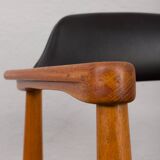 Solid teak chair in blak vinyl fabric, Denmar
