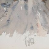 René LEVERD: Switzerland, on the road to Bouveret, Original signed watercolor