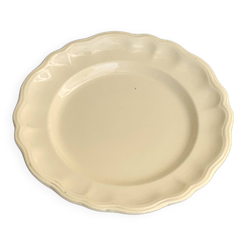 Compotier, earthenware from Longchamp France, enameled ceramic, slip, ecru, old