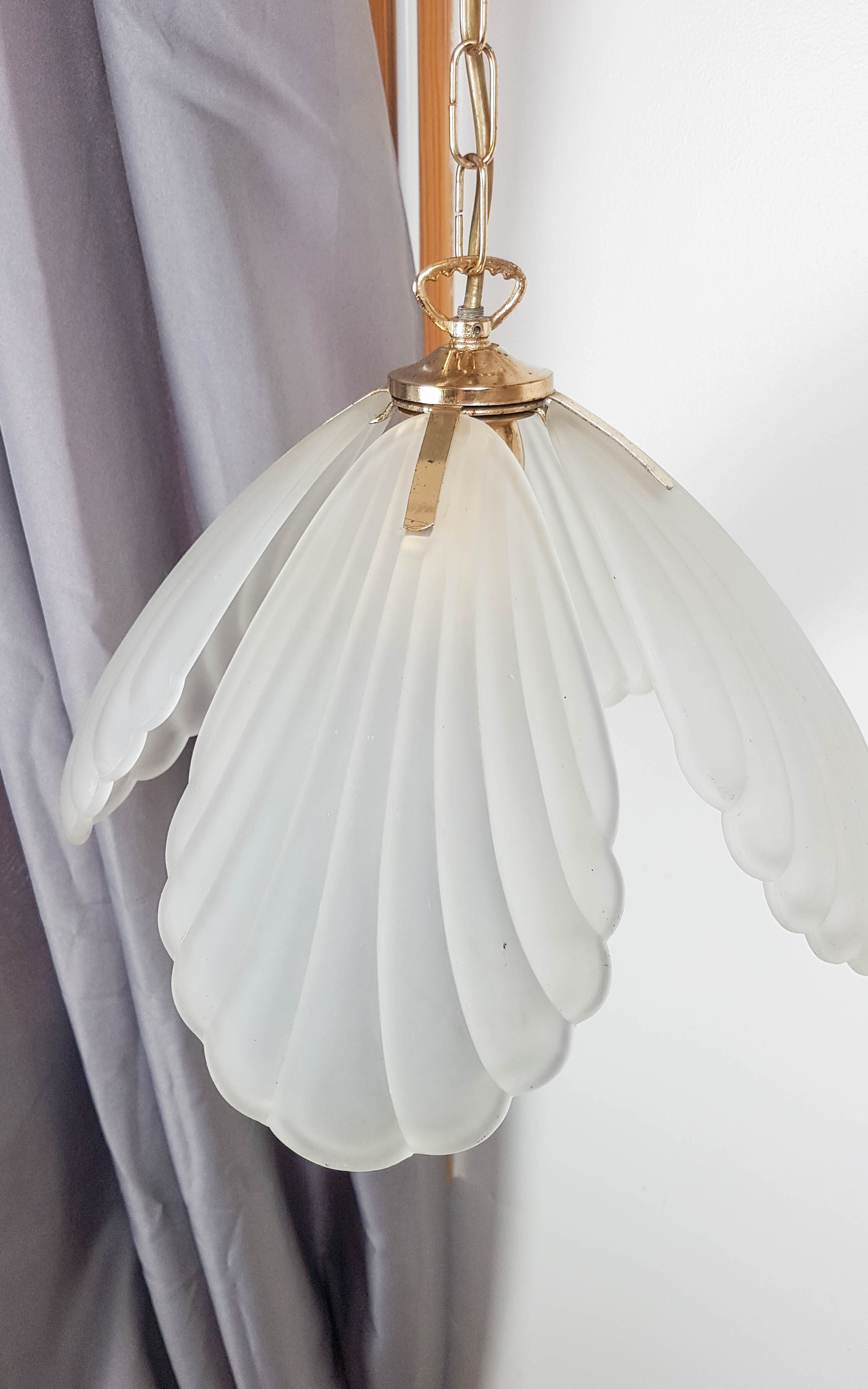 Vintage suspension 4 sheets frosted glass Art Deco