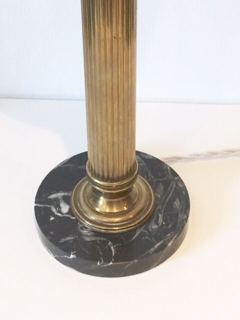 Neo-classical bronze lamp, opaline vasque, 1950