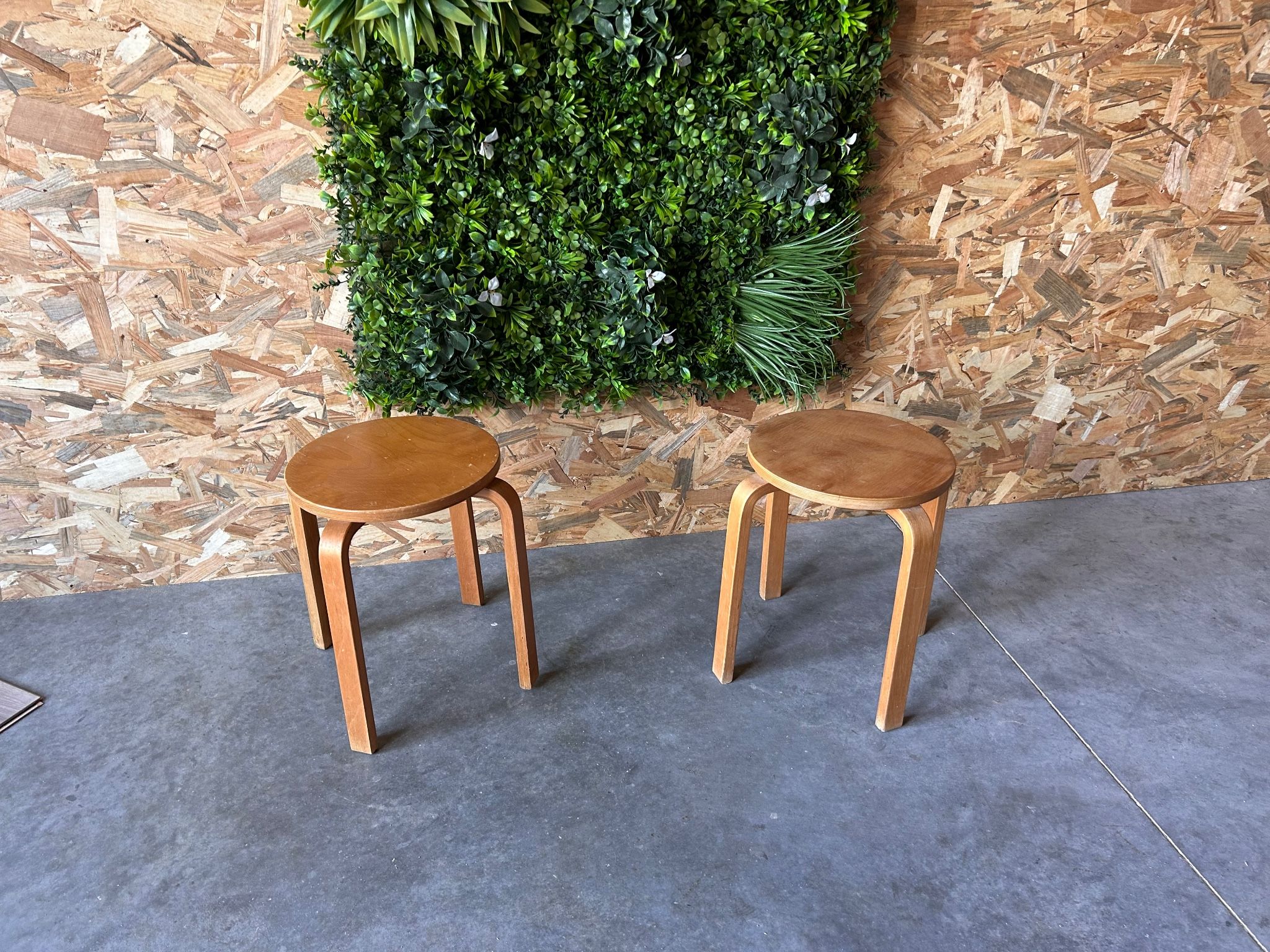 pair of Aalto Artek E60 stools