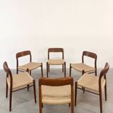 Danish design icon – Set of 6 model 75 chairs by Niels Otto Moller