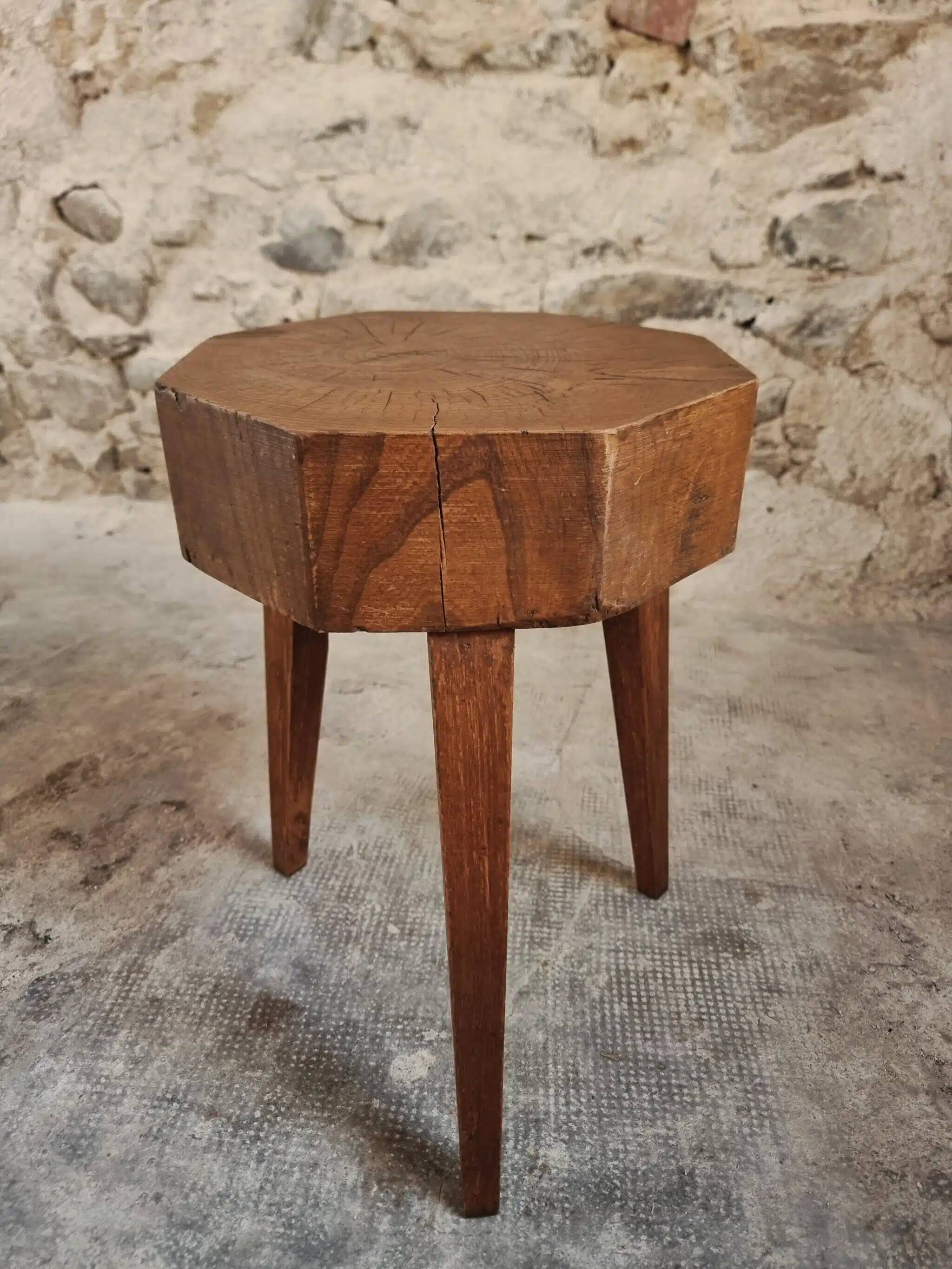 Vintage Oak Stool – Solid Oak Seat – Rustic 1960s Crafts – 31×31×50 cm