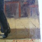 HS PAINTING/CANVAS GENRE SCENE "DANCING COUPLE" signed M.RUMMELHART 1949