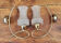 Pair of vintage brass and chiseled glass sconces - 50s