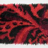 Vintage Red Scandinavian Design Wool Rya Rug Woven Handmade Vintage 1970s