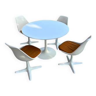 Set table et chaise arkana tulipe par Maurice bruke