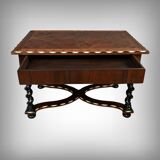 Desk table in precious wood marquetry, Napoleon III period – mid-19th century