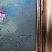 Vintage 20th Century Blooming Bouquet Still Life Oil Painting on Canvas