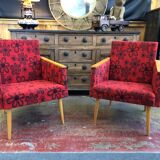 Pair of vintage armchairs dynamic design 60s/70s