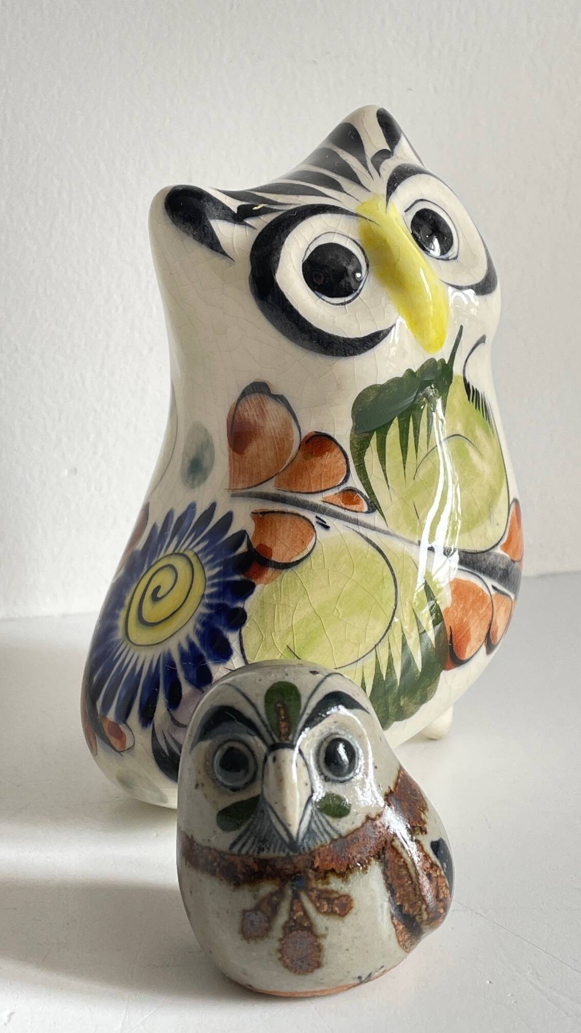 Duo HIBOUX Vintage ARTISANAL Ceramics