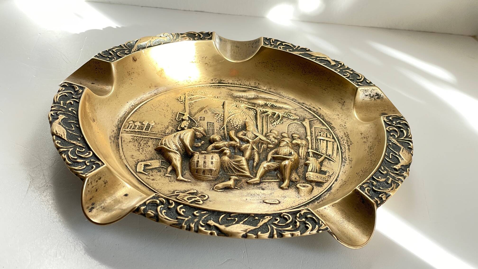 Large Vintage Solid Brass Ashtray