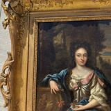 Antique painting, portrait of a gallant woman signed early 18th century