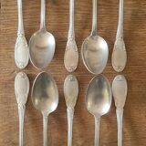 Set of 12 old silver plated soup spoons