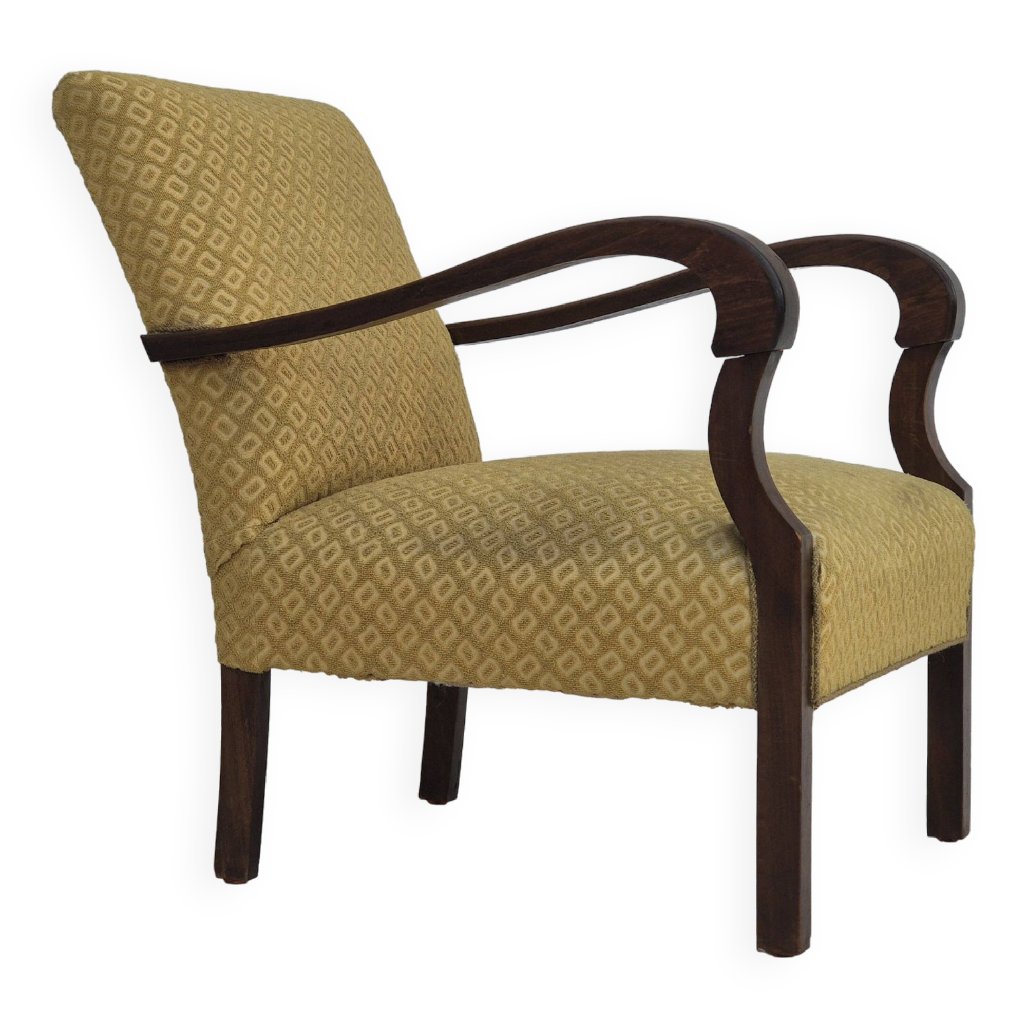 1950s, Danish design, armchair in original condition, furniture cotton/ wool fabric.