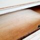 Retro white oak desk patinated foot compass